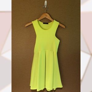 neon yellow skater dress